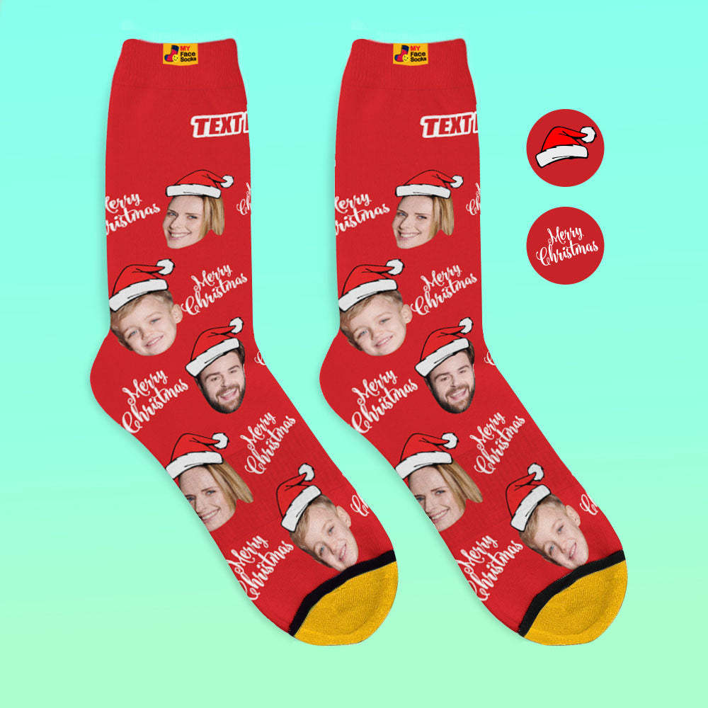 Calcetines Impresos Digitales 3d Personalizados Calcetines De Papá Noel Feliz Navidad - MyFaceSocksMX