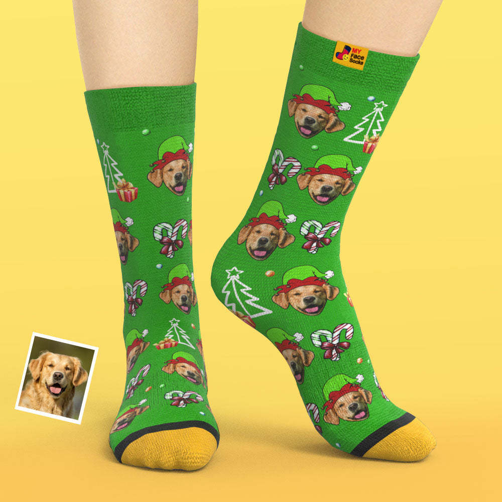 Calcetines Impresos Digitalmente En 3d Personalizados My Face Socks Agregar Imágenes Y Nombre - Regalo De Navidad Para Los Amantes De Las Mascotas - MyFaceSocksMX