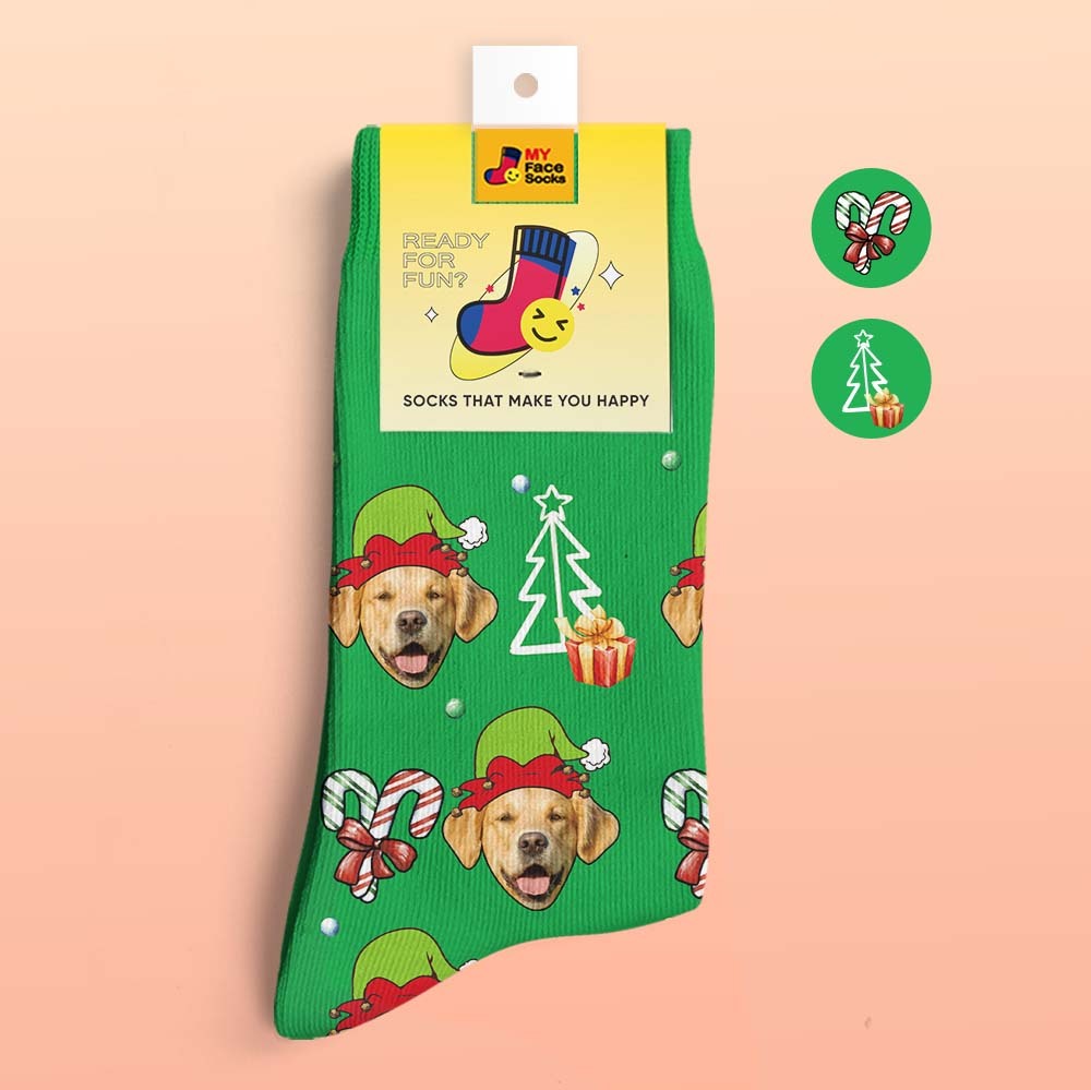 Calcetines Impresos Digitalmente En 3d Personalizados My Face Socks Agregar Imágenes Y Nombre - Regalo De Navidad Para Los Amantes De Las Mascotas - MyFaceSocksMX