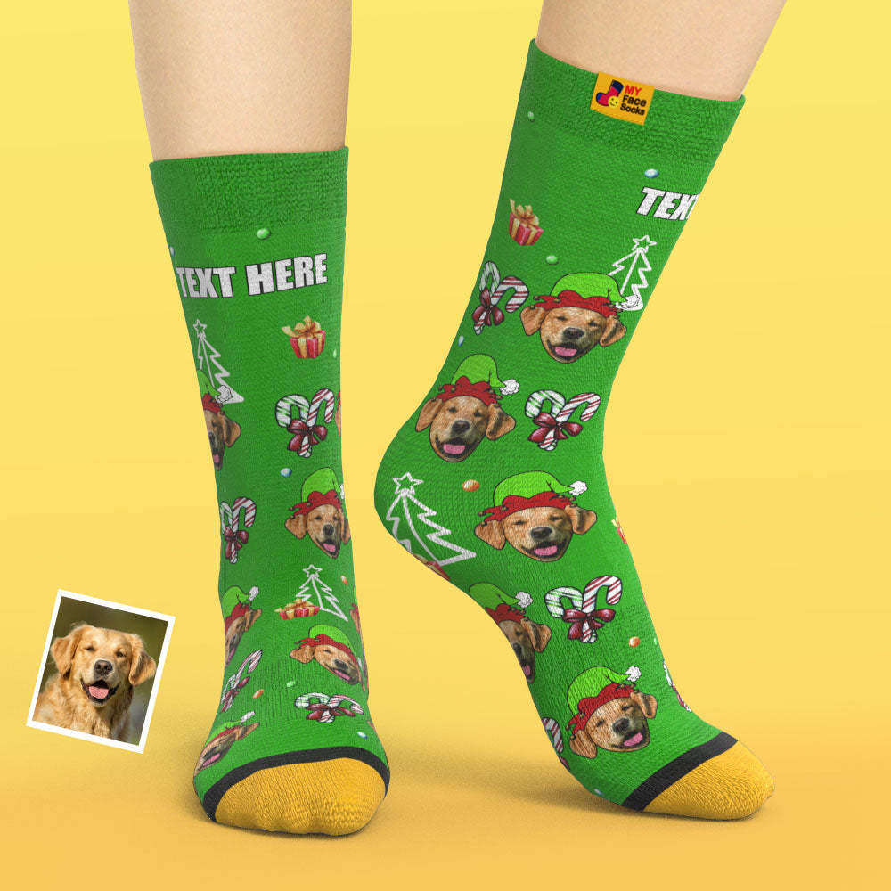 Calcetines Impresos Digitalmente En 3d Personalizados My Face Socks Agregar Imágenes Y Nombre - Regalo De Navidad Para Los Amantes De Las Mascotas - MyFaceSocksMX