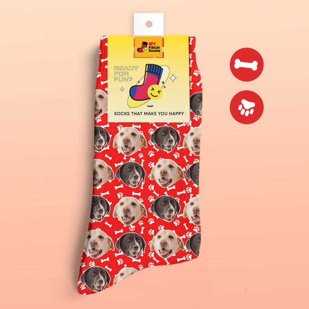 Calcetines Impresos Digitales 3d Personalizados Calcetines Para Perros Dos Caras - MyFaceSocksMX