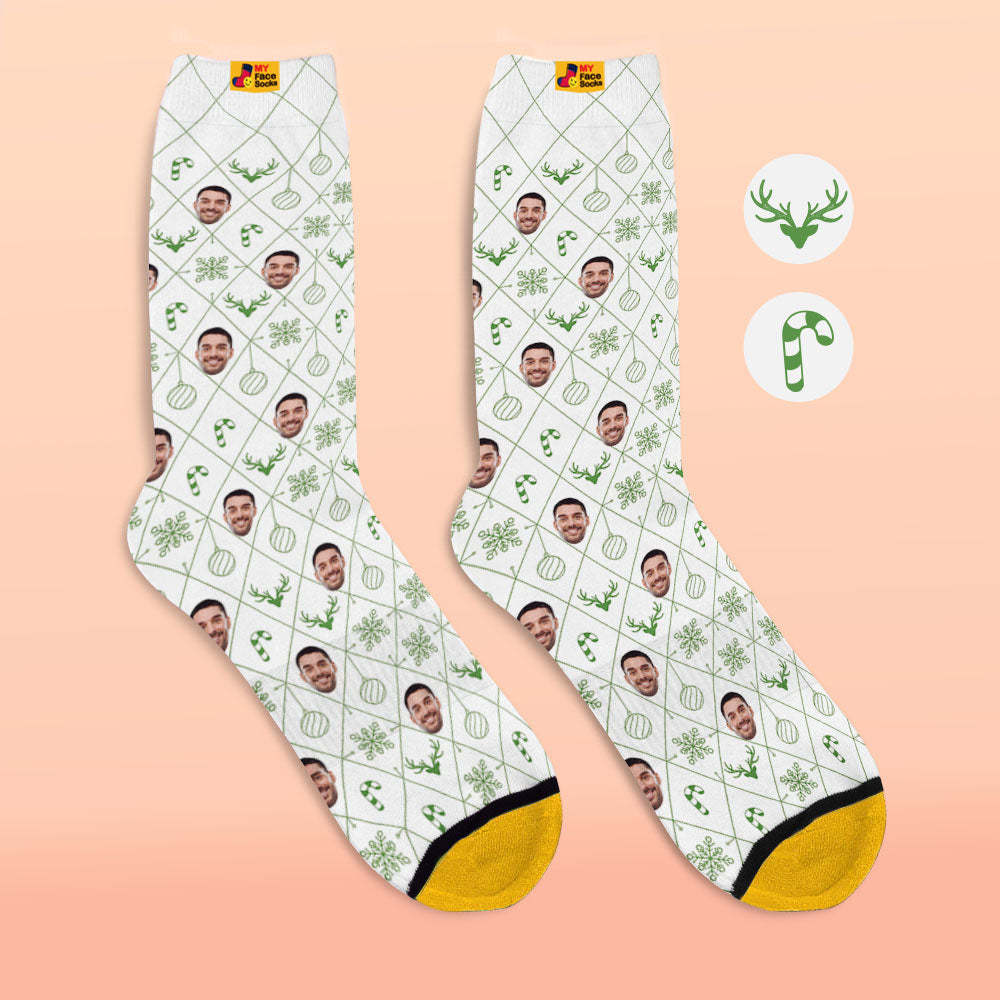 Calcetines Impresos Digitales 3d Personalizados Elemento De Celosía Calcetines De Cara De Navidad - MyFaceSocksMX