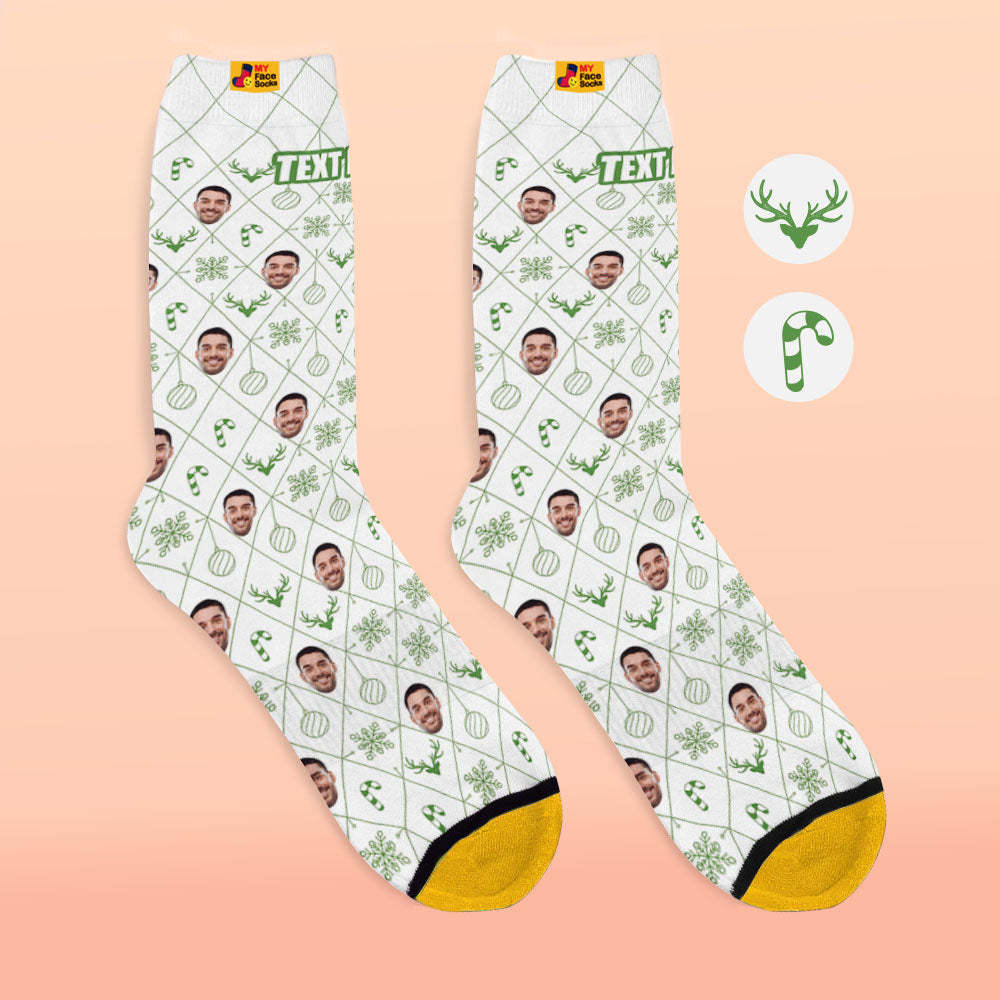 Calcetines Impresos Digitales 3d Personalizados Elemento De Celosía Calcetines De Cara De Navidad - MyFaceSocksMX