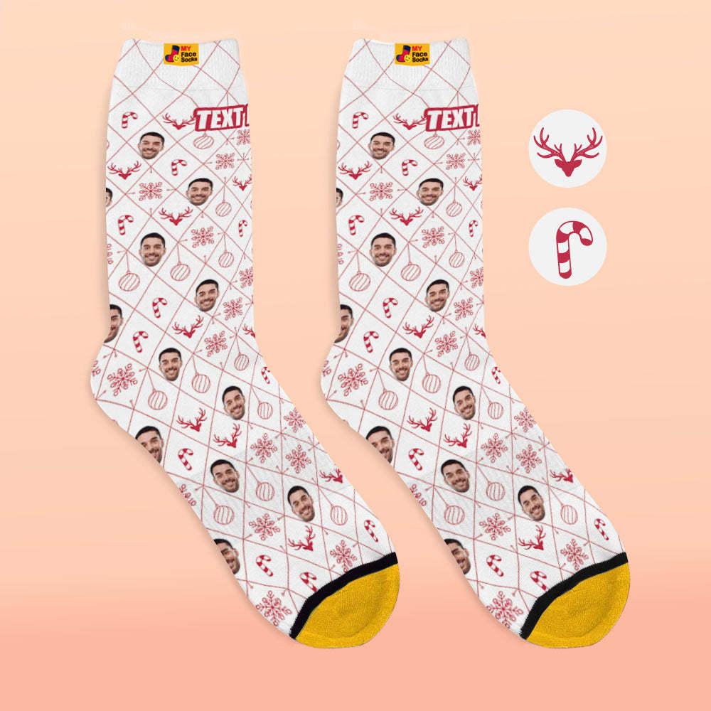 Calcetines Impresos Digitales 3d Personalizados Elemento De Celosía Calcetines De Cara De Navidad - MyFaceSocksMX