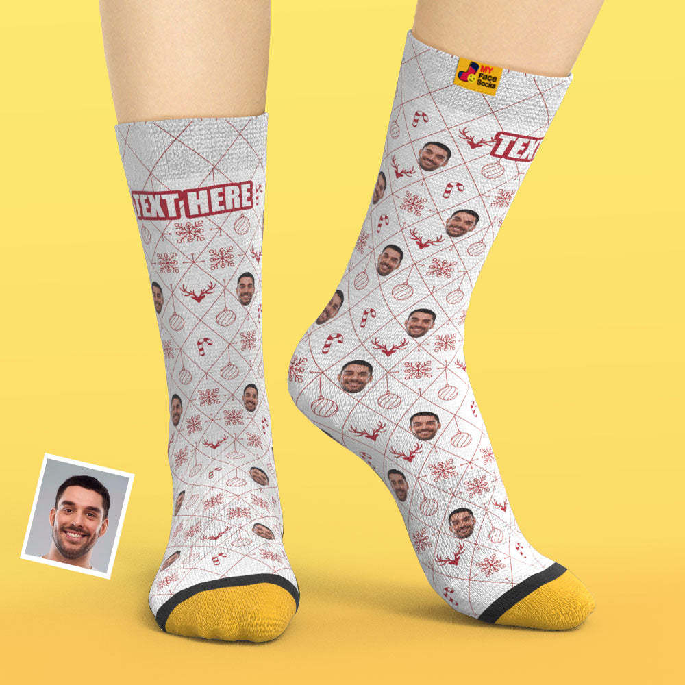 Calcetines Impresos Digitales 3d Personalizados Elemento De Celosía Calcetines De Cara De Navidad - MyFaceSocksMX