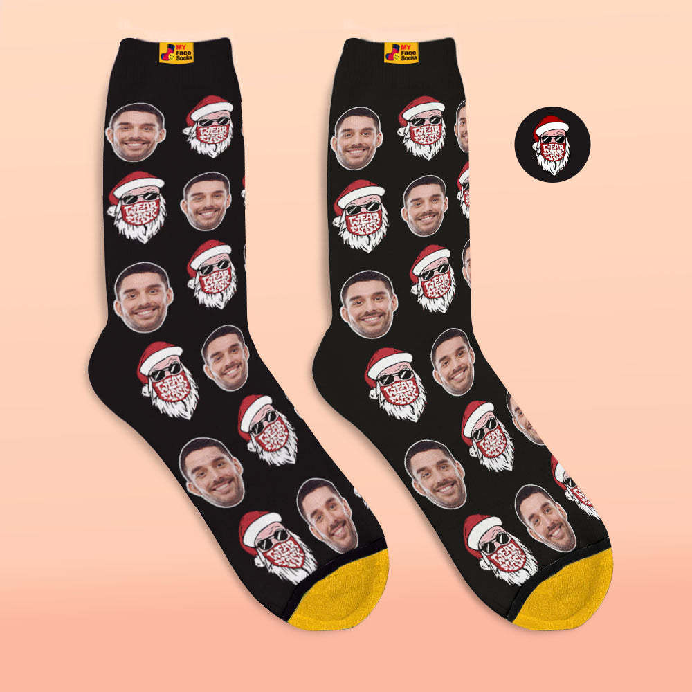 Calcetines Impresos Digitales 3d Personalizados Calcetines De Navidad Papá Noel Feliz Navidad - MyFaceSocksMX