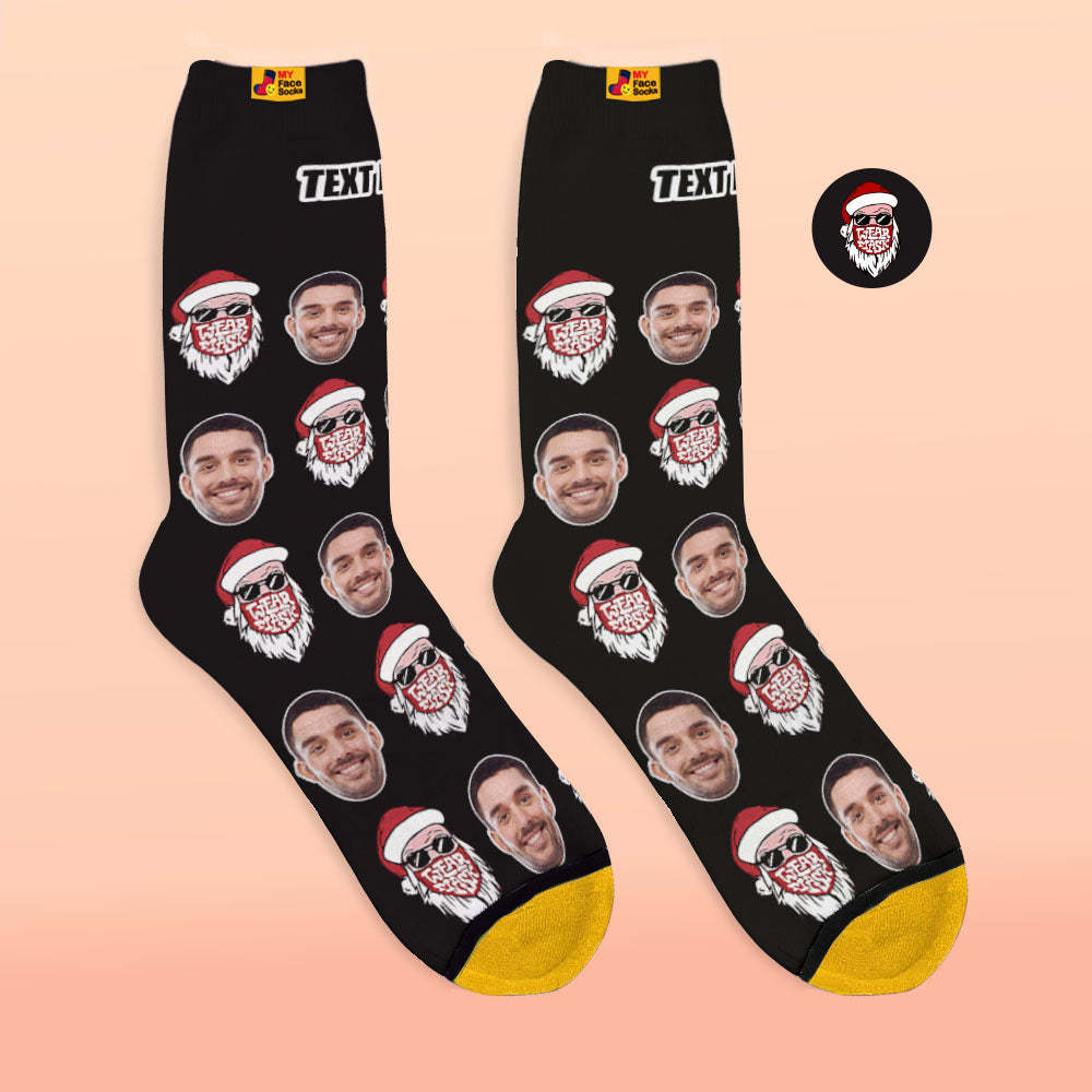 Calcetines Impresos Digitales 3d Personalizados Calcetines De Navidad Papá Noel Feliz Navidad - MyFaceSocksMX