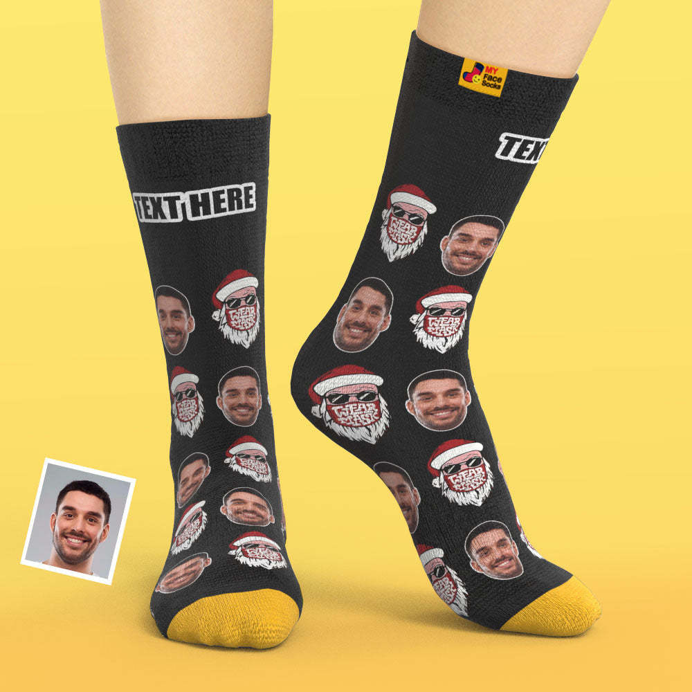 Calcetines Impresos Digitales 3d Personalizados Calcetines De Navidad Papá Noel Feliz Navidad - MyFaceSocksMX