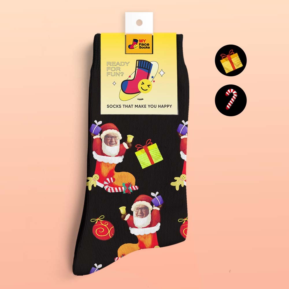 Calcetines Impresos Digitalmente En 3d Personalizados My Face Socks Agregue Imágenes Y Nombre - Calcetín De Navidad Con Su Cara - MyFaceSocksMX