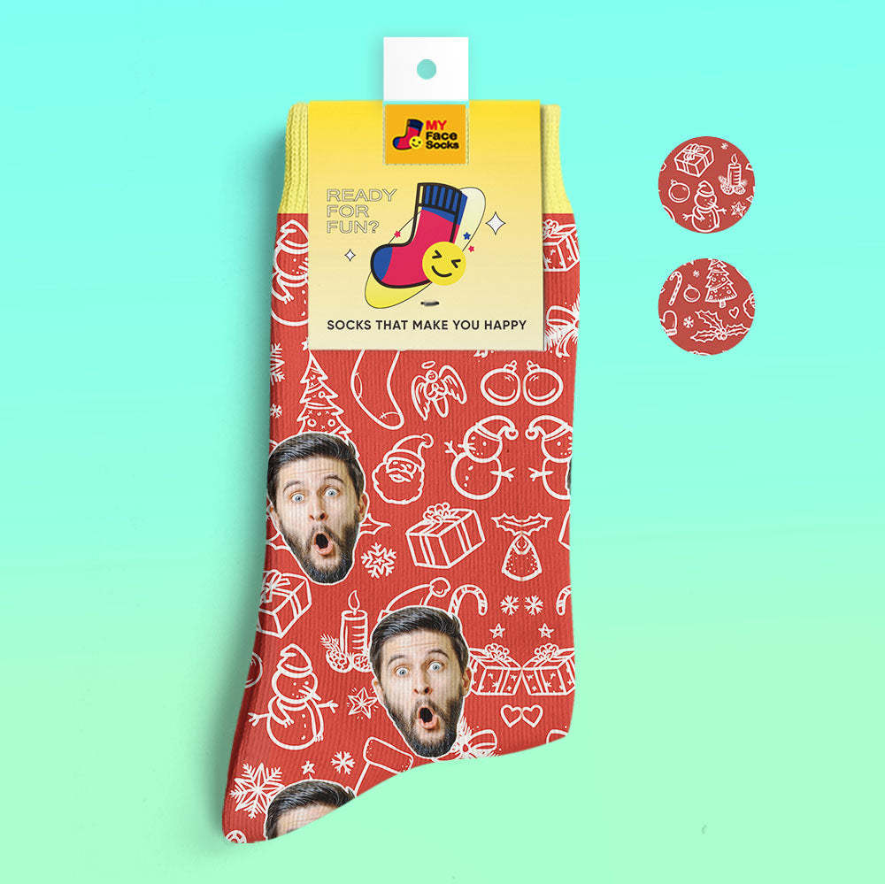 Calcetines Impresos Digitales Personalizados En 3d Regalo De Navidad Para La Familia - MyFaceSocksMX