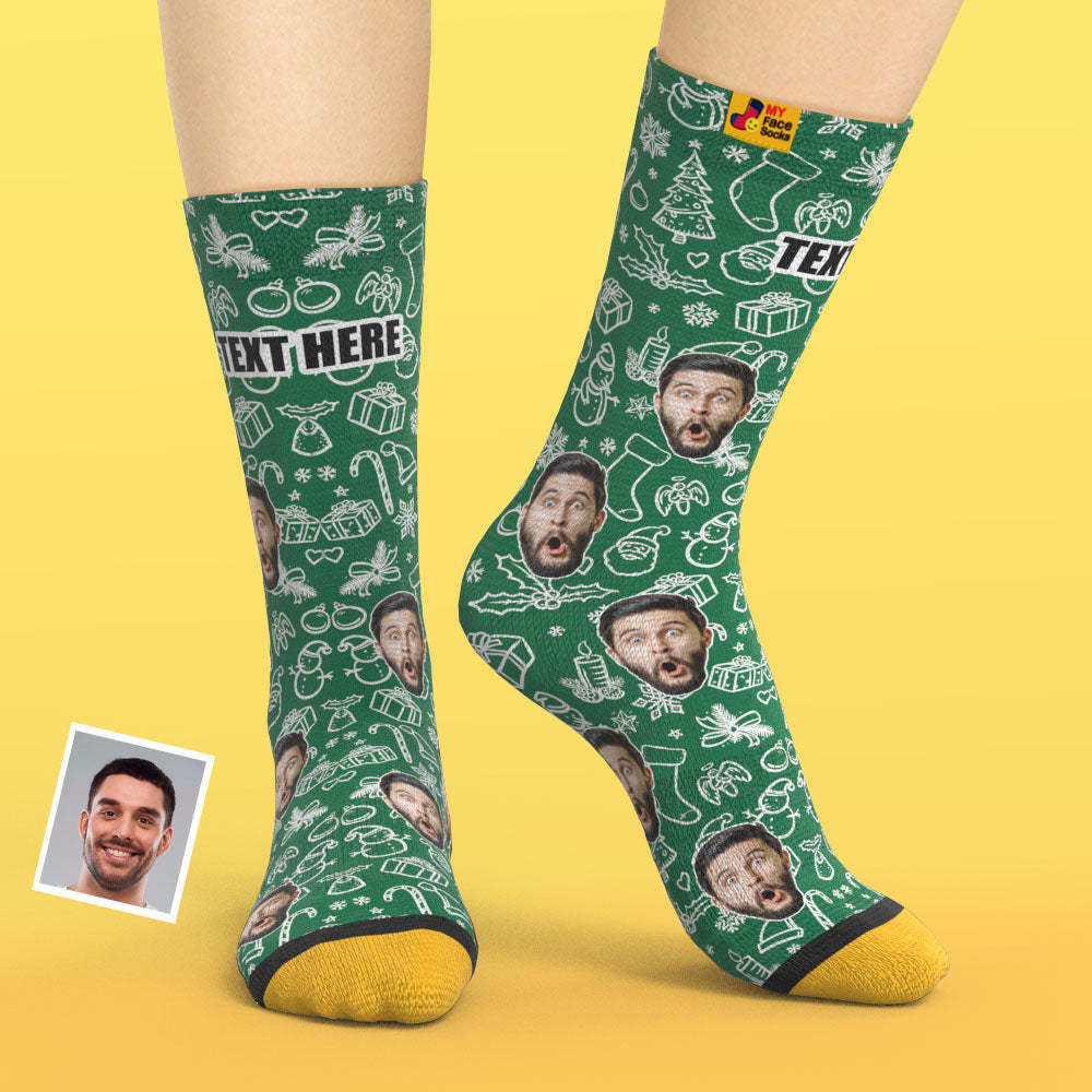 Calcetines Impresos Digitales Personalizados En 3d Regalo De Navidad Para La Familia - MyFaceSocksMX