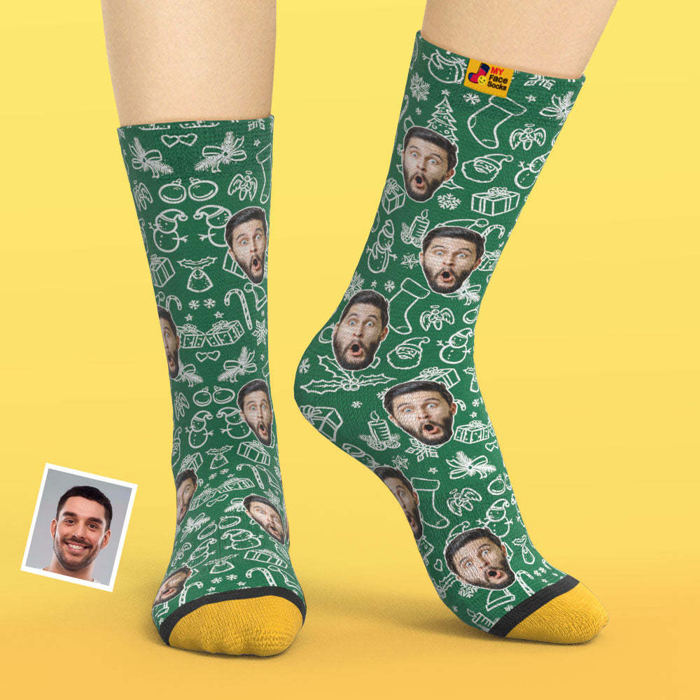 Calcetines Impresos Digitales Personalizados En 3d Regalo De Navidad Para La Familia - MyFaceSocksMX