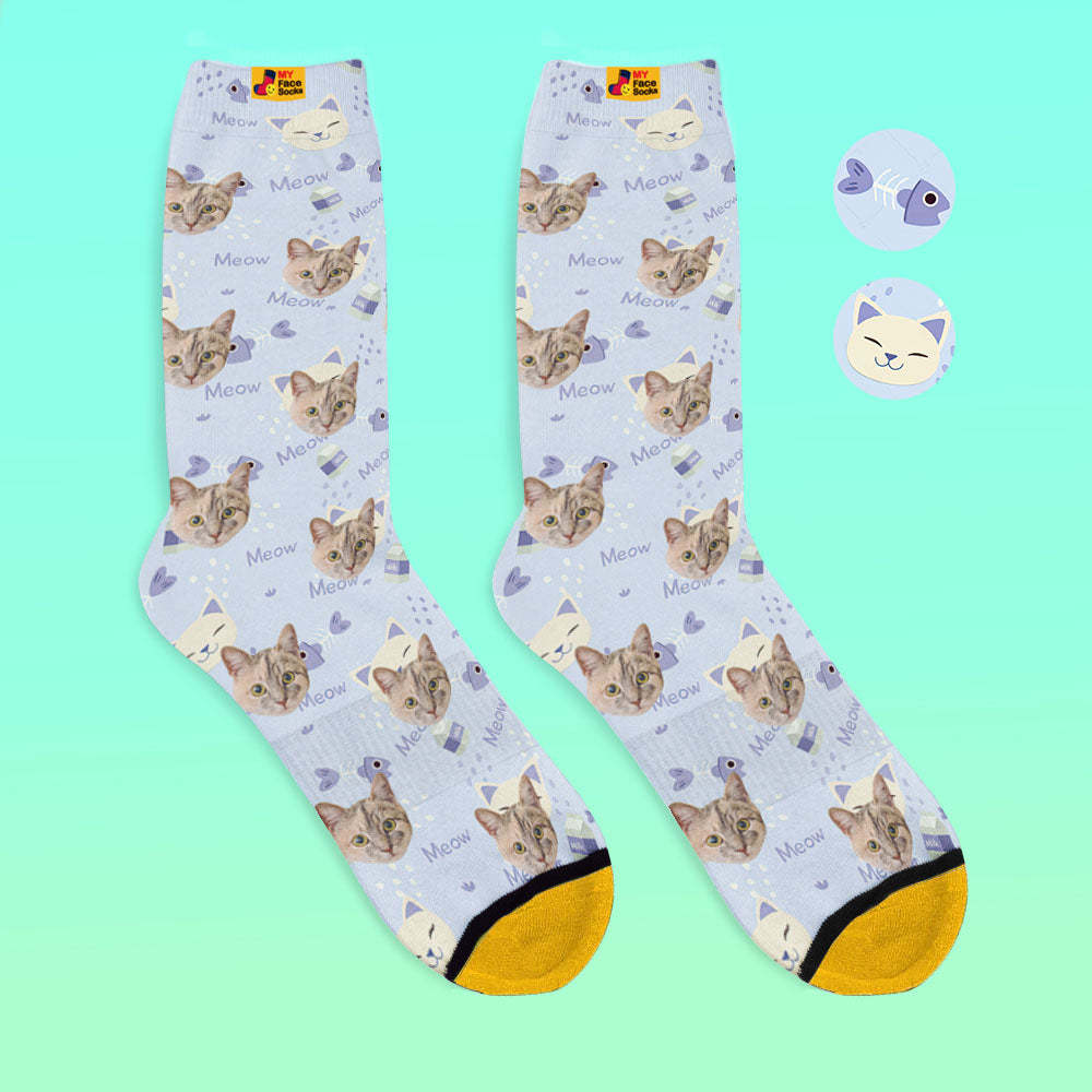 Calcetines Impresos Digitalmente En 3d Personalizados My Face Socks Agregar Imágenes Y Nombre - Calcetines Para Gatos Domésticos - MyFaceSocksMX