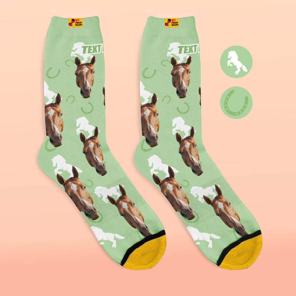 Calcetines Impresos Digitalmente En 3d Personalizados Agregue Imágenes Y Nombre Caballo - MyFaceSocksMX