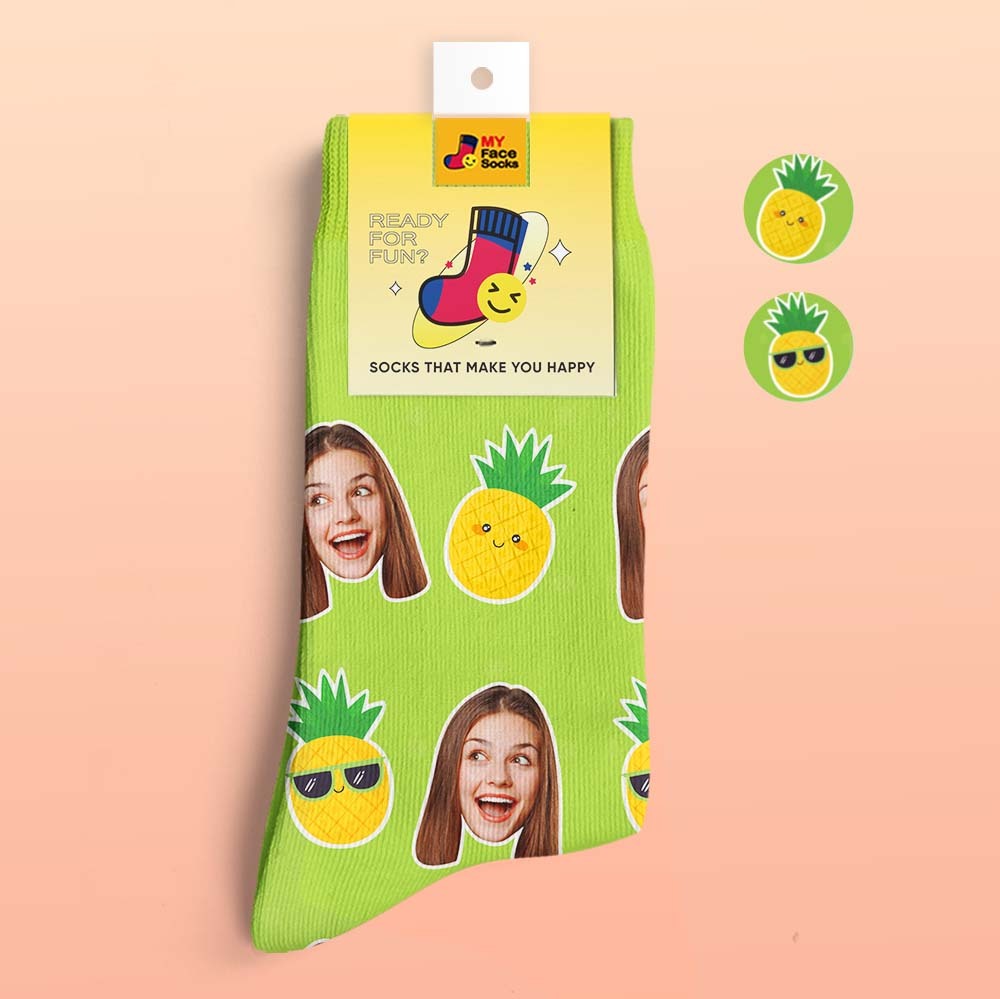 Calcetines Impresos Digitalmente En 3d Personalizados My Face Socks Agregue Imágenes Y Nombre - Fruta Tropical - MyFaceSocksMX