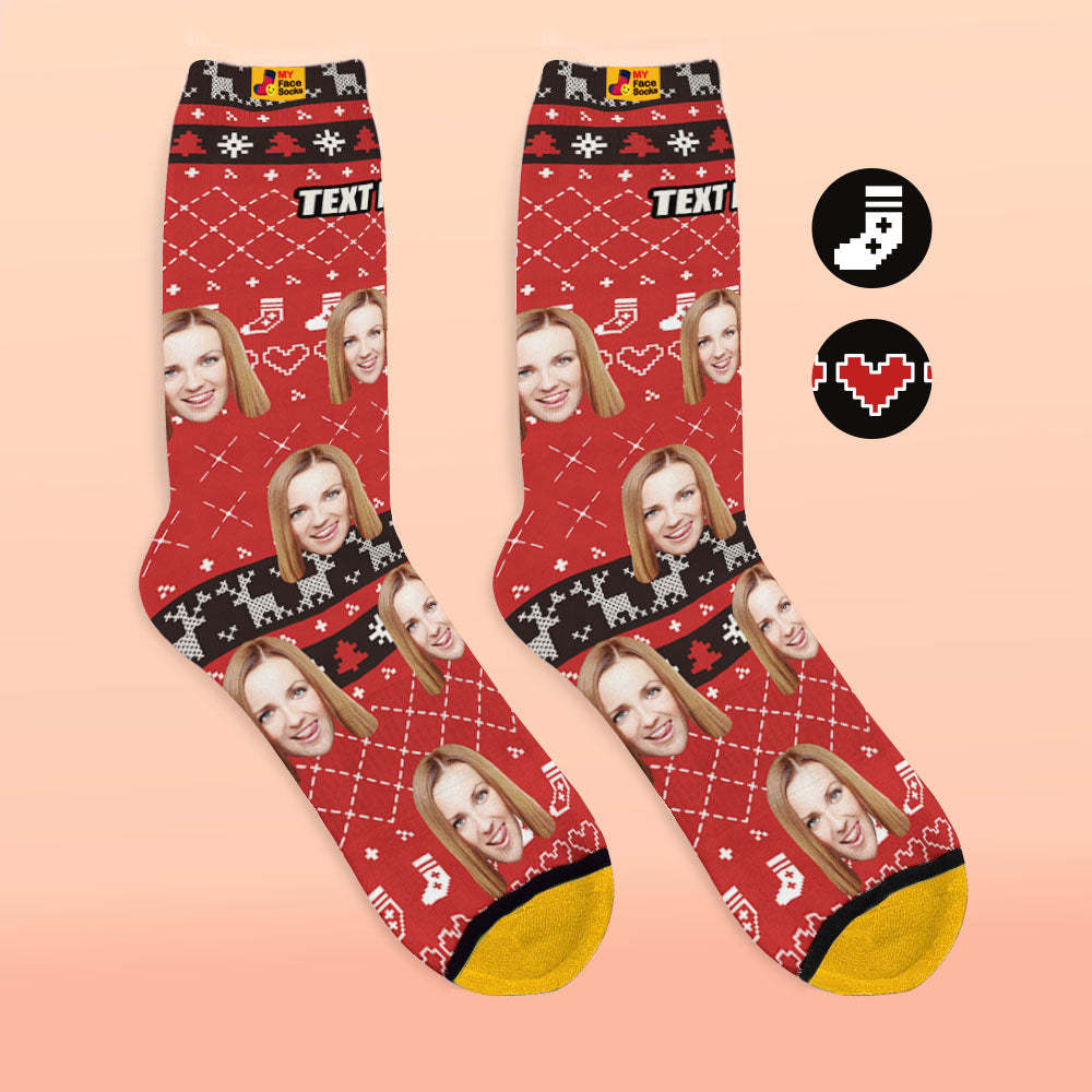 Los Calcetines Impresos Digitalmente En 3d Personalizados Agregan Imágenes Y Nombres Con Líneas Especiales De Corazón - MyFaceSocksMX