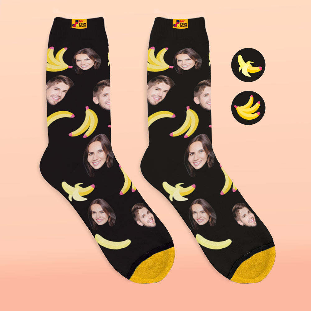 Calcetines Impresos Digitalmente En 3d Personalizados My Face Socks Agregue Imágenes Y Nombre Banana - MyFaceSocksMX