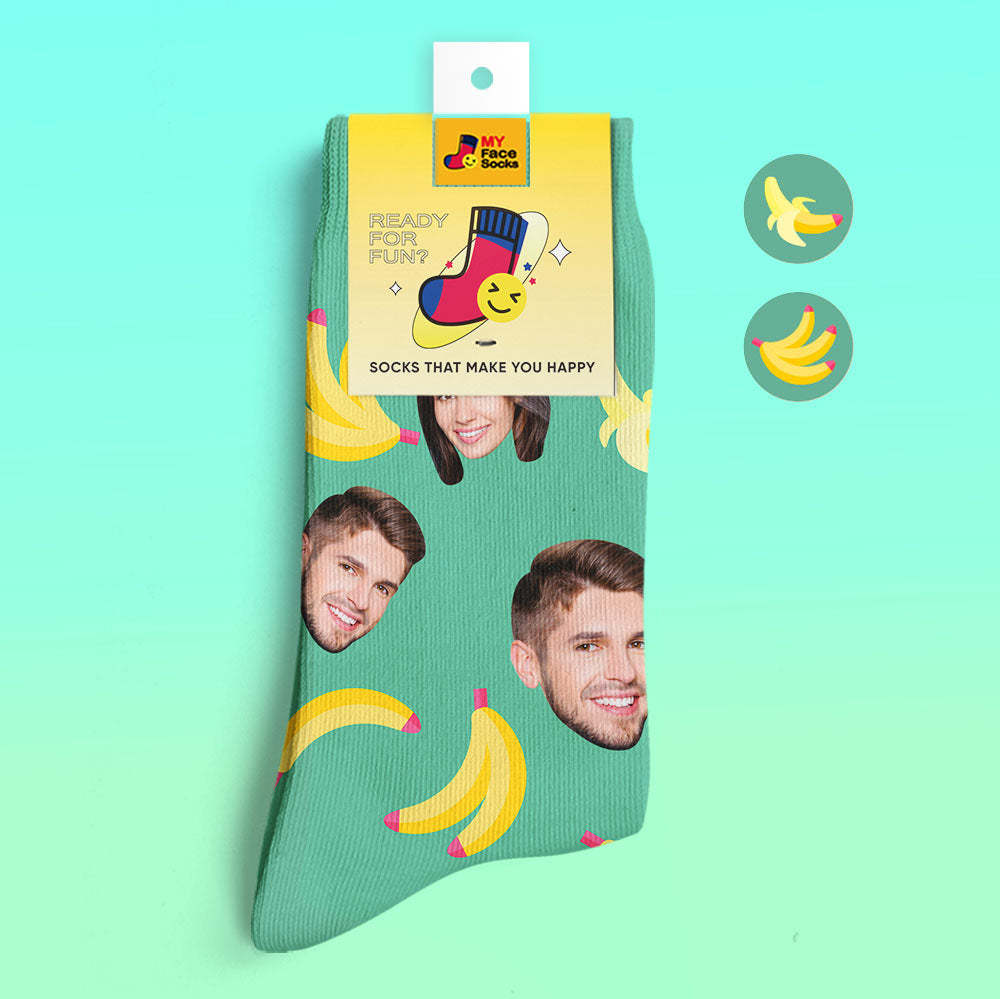 Calcetines Impresos Digitalmente En 3d Personalizados My Face Socks Agregue Imágenes Y Nombre Banana - MyFaceSocksMX