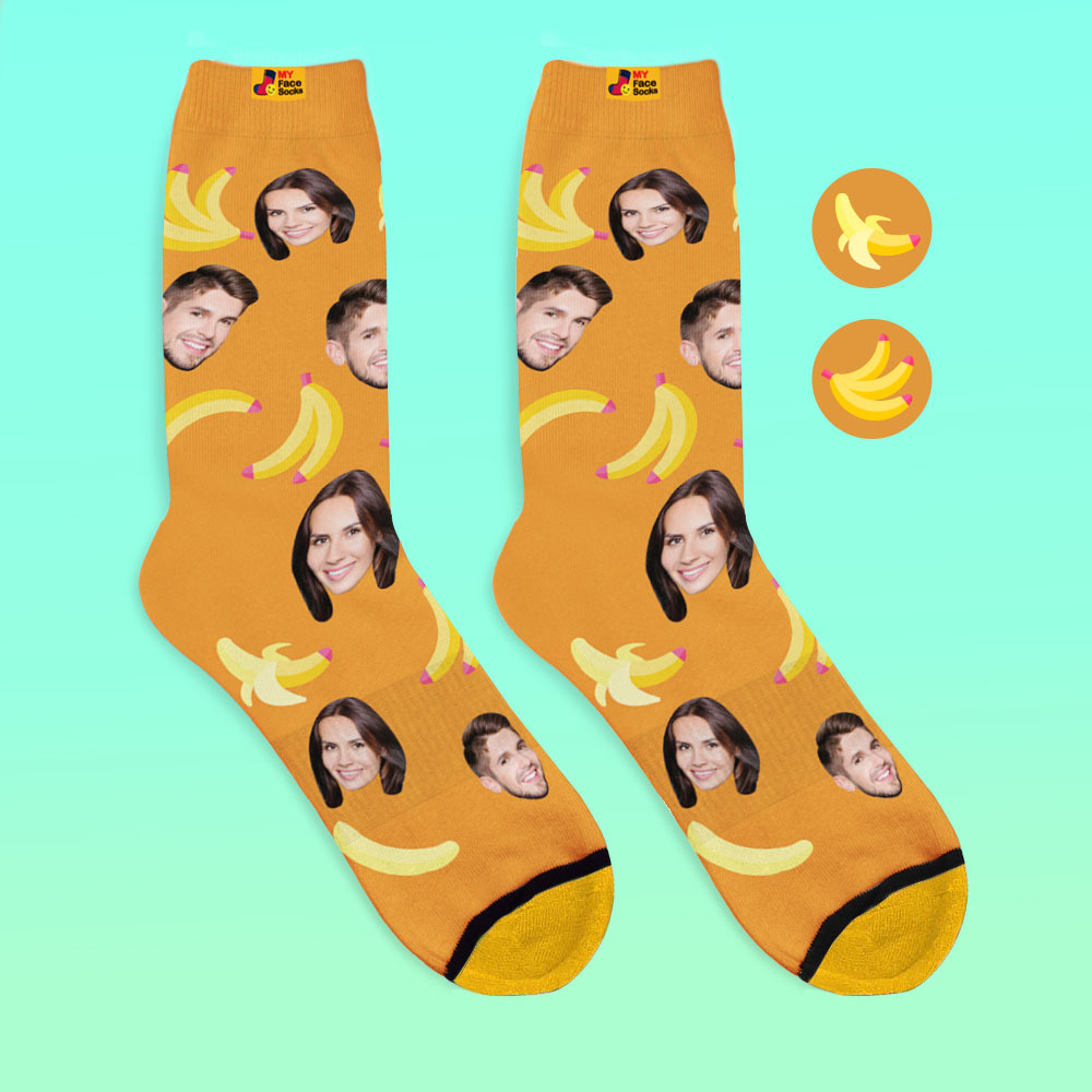 Calcetines Impresos Digitalmente En 3d Personalizados My Face Socks Agregue Imágenes Y Nombre Banana - MyFaceSocksMX