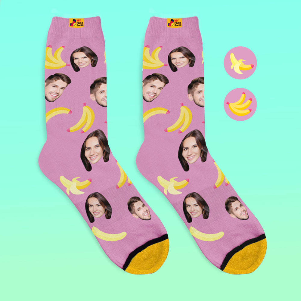 Calcetines Impresos Digitalmente En 3d Personalizados My Face Socks Agregue Imágenes Y Nombre Banana - MyFaceSocksMX