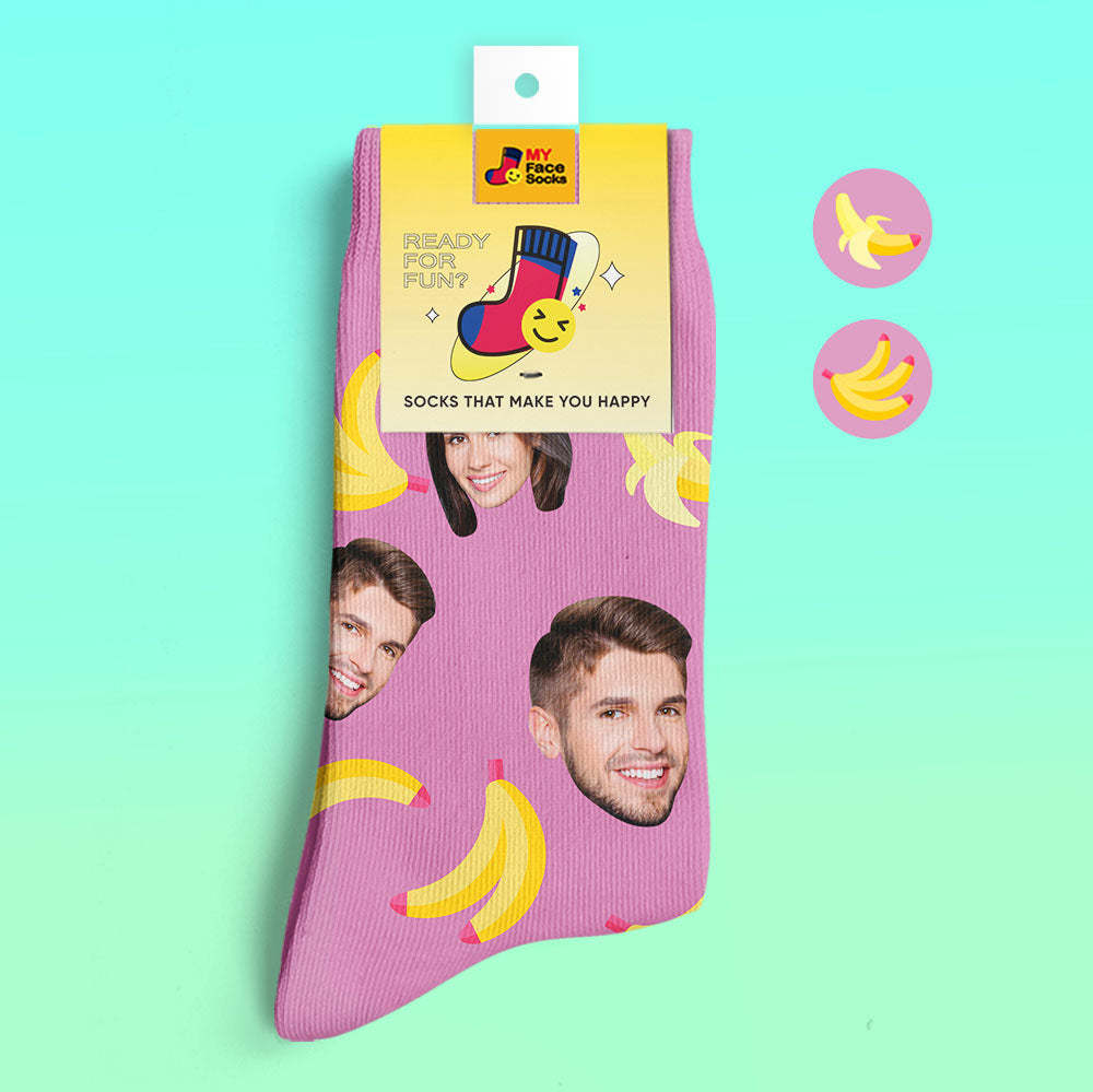 Calcetines Impresos Digitalmente En 3d Personalizados My Face Socks Agregue Imágenes Y Nombre Banana - MyFaceSocksMX