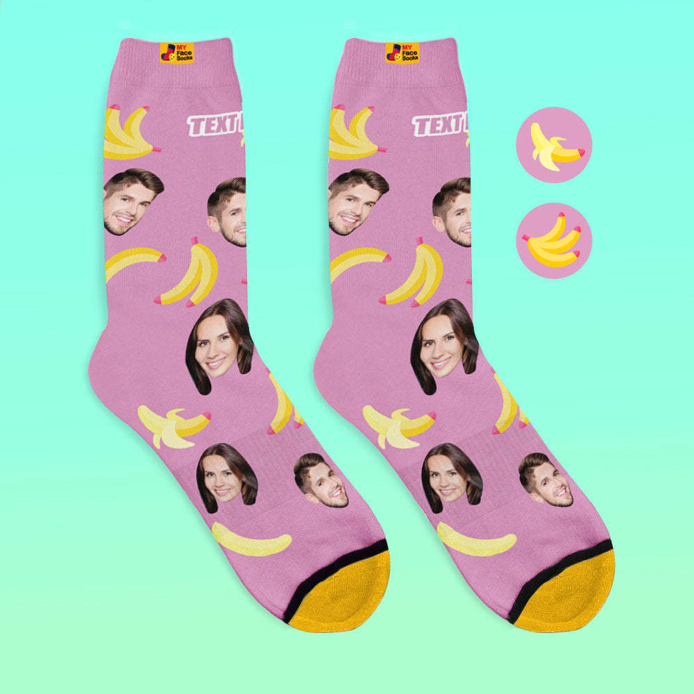 Calcetines Impresos Digitalmente En 3d Personalizados My Face Socks Agregue Imágenes Y Nombre Banana - MyFaceSocksMX