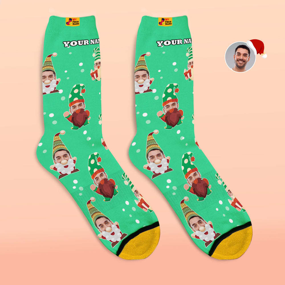 Regalos De Navidad, Calcetines Impresos Digitales 3d Personalizados My Face Socks Agregar Imágenes Y Nombrar Gnomo Barbudo - MyFaceSocksMX