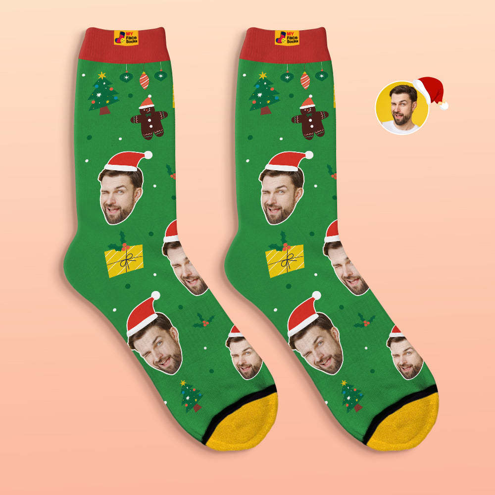 Calcetines Impresos Digitales 3d Personalizados Sombreros De Papá Noel Regalo De Navidad - MyFaceSocksMX