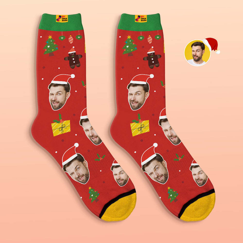 Calcetines Impresos Digitales 3d Personalizados Sombreros De Papá Noel Regalo De Navidad - MyFaceSocksMX