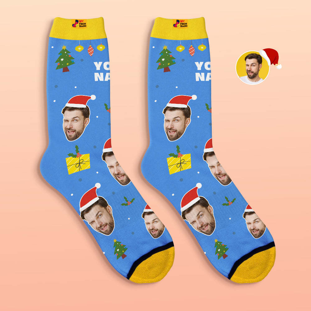 Calcetines Impresos Digitales 3d Personalizados Sombreros De Papá Noel Regalo De Navidad - MyFaceSocksMX