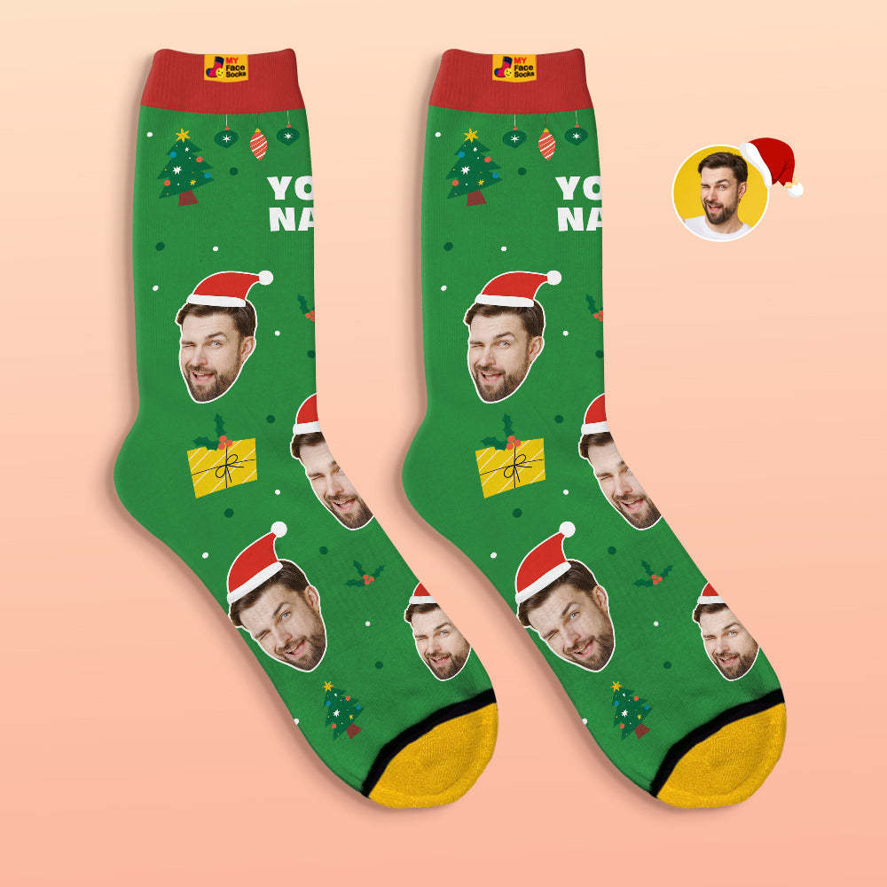 Calcetines Impresos Digitales 3d Personalizados Sombreros De Papá Noel Regalo De Navidad - MyFaceSocksMX