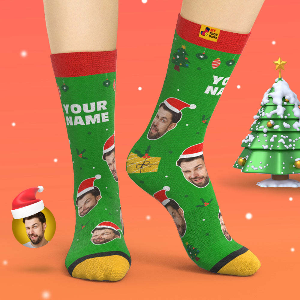 Calcetines Impresos Digitales 3d Personalizados Sombreros De Papá Noel Regalo De Navidad - MyFaceSocksMX