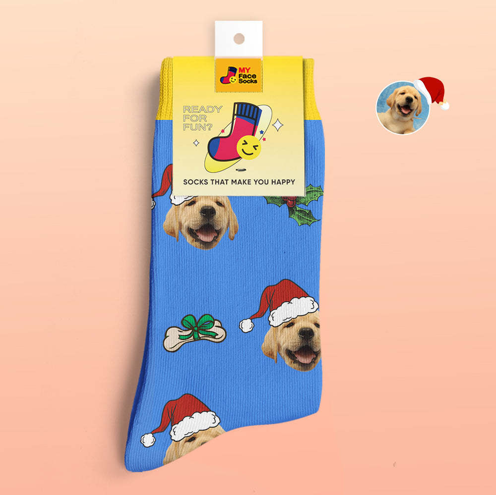 Calcetines Impresos Digitales Personalizados En 3d Calcetines Lindos De La Cara Del Animal Doméstico Regalo De Navidad - MyFaceSocksMX