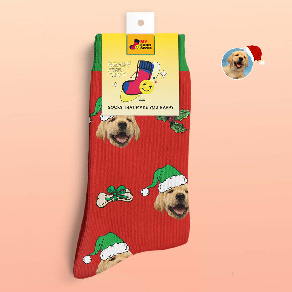 Calcetines Impresos Digitales Personalizados En 3d Calcetines Lindos De La Cara Del Animal Doméstico Regalo De Navidad - MyFaceSocksMX