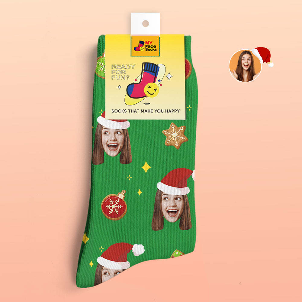 Personalizado 3d Digital Impreso Calcetines Árbol De Navidad Decoración Cara Calcetines Divertido Regalo De Navidad - MyFaceSocksMX