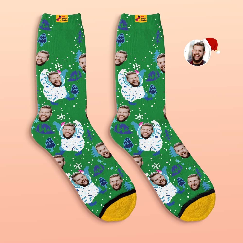 Calcetines Impresos Digitales 3d Personalizados Calcetines De Regalo De Navidad Dibujos Animados - MyFaceSocksMX