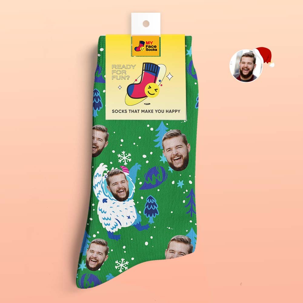 Calcetines Impresos Digitales 3d Personalizados Calcetines De Regalo De Navidad Dibujos Animados - MyFaceSocksMX