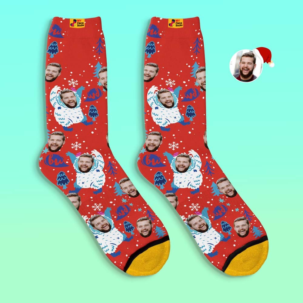 Calcetines Impresos Digitales 3d Personalizados Calcetines De Regalo De Navidad Dibujos Animados - MyFaceSocksMX