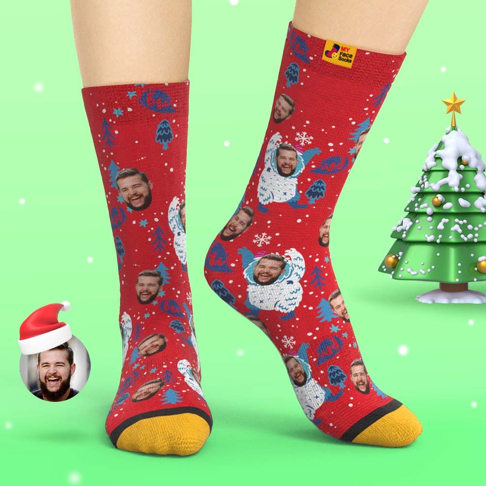 Calcetines Impresos Digitales 3d Personalizados Calcetines De Regalo De Navidad Dibujos Animados - MyFaceSocksMX