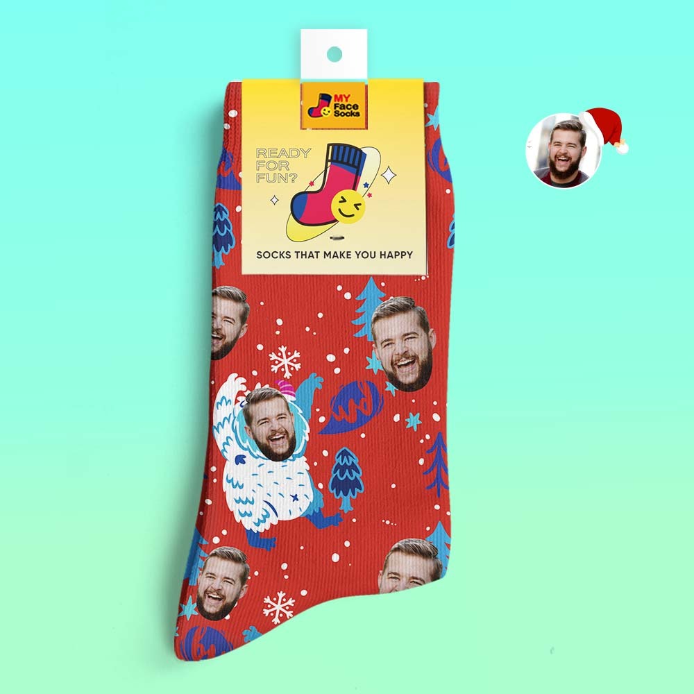 Calcetines Impresos Digitales 3d Personalizados Calcetines De Regalo De Navidad Dibujos Animados - MyFaceSocksMX