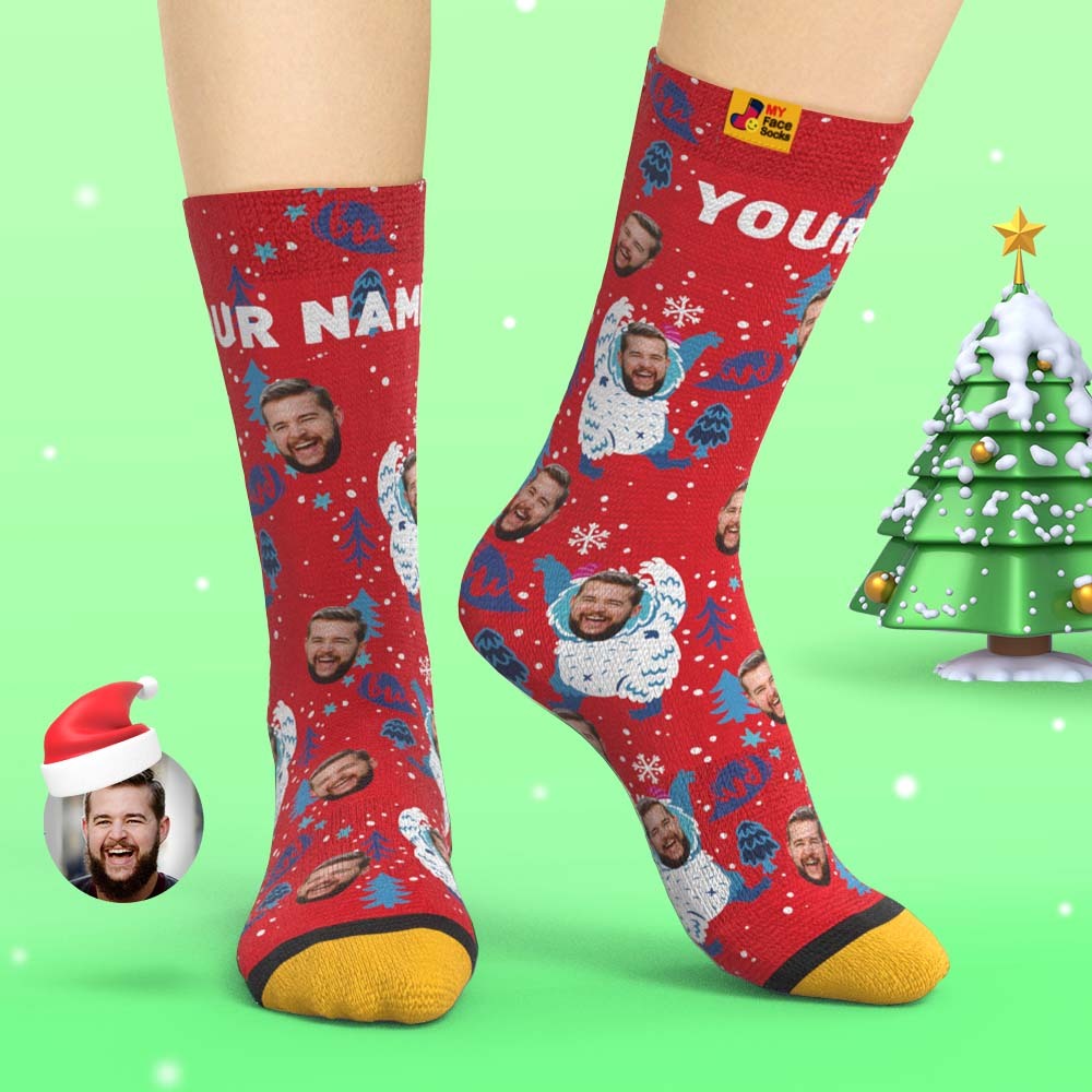 Calcetines Impresos Digitales 3d Personalizados Calcetines De Regalo De Navidad Dibujos Animados - MyFaceSocksMX