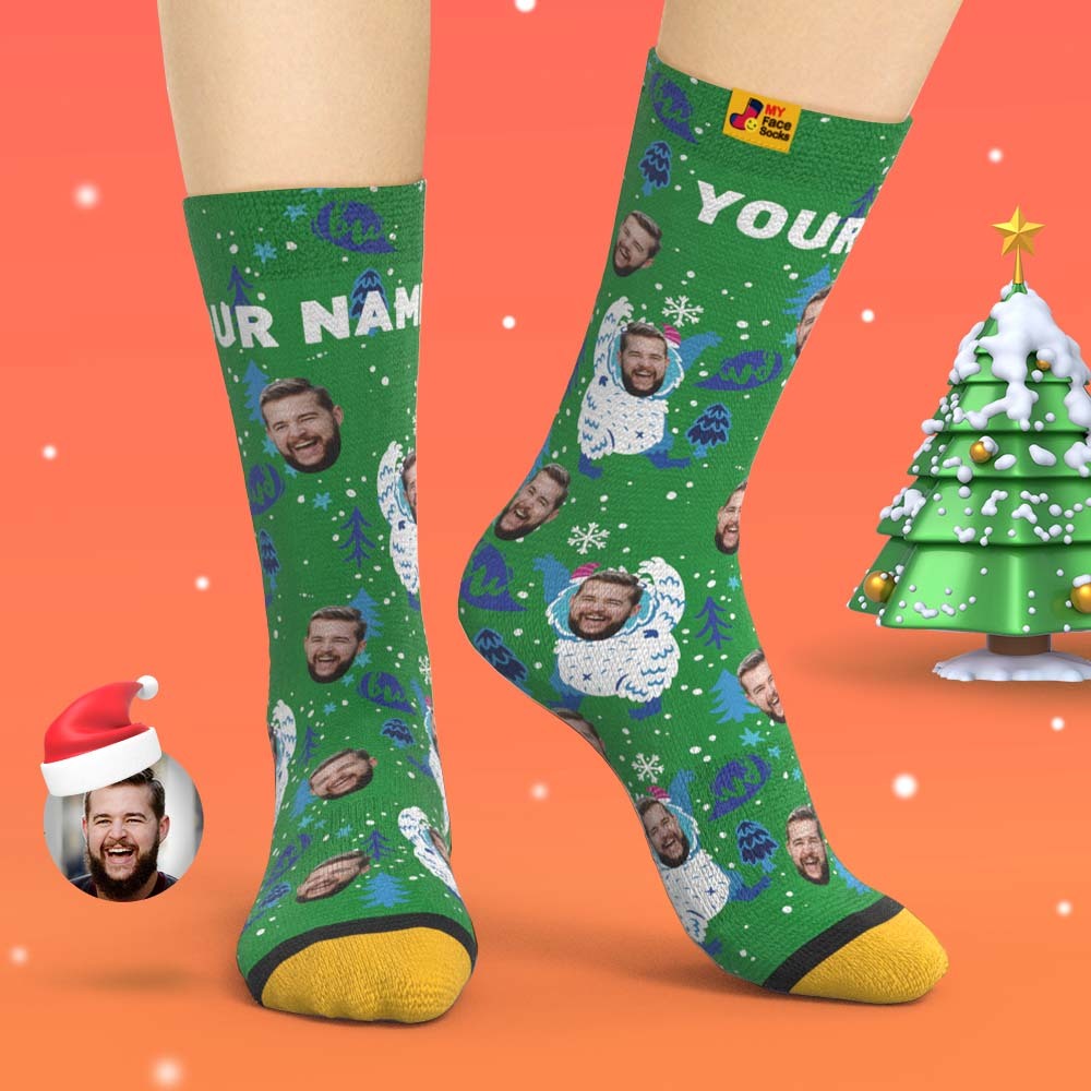 Calcetines Impresos Digitales 3d Personalizados Calcetines De Regalo De Navidad Dibujos Animados - MyFaceSocksMX