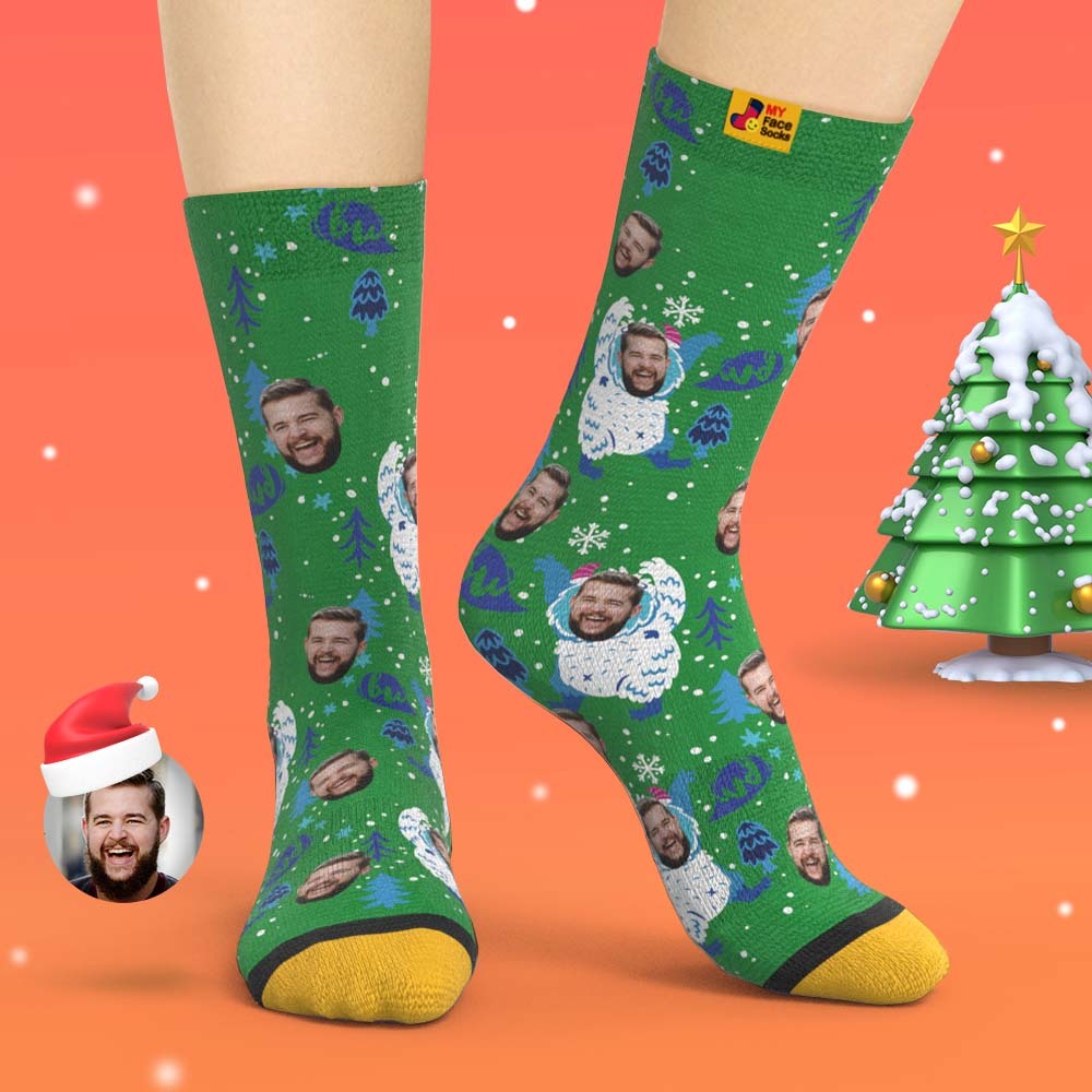 Calcetines Impresos Digitales 3d Personalizados Calcetines De Regalo De Navidad Dibujos Animados - MyFaceSocksMX