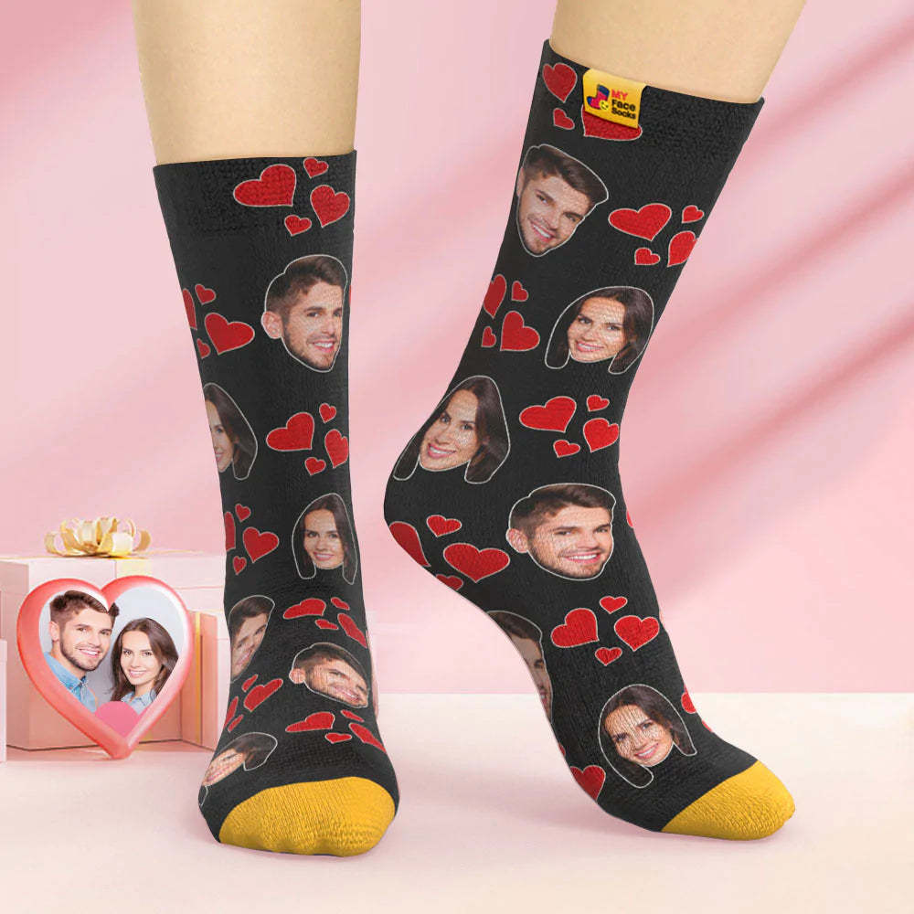 Calcetines Impresos Digitales Personalizados En 3d Regalo Del Día De San Valentín My Heart Face Socks - MyFaceSocksMX