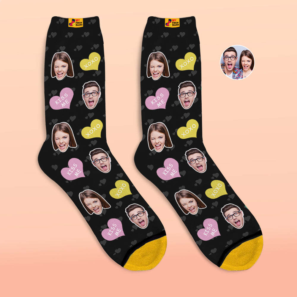 Calcetines Impresos Digitales Personalizados En 3d Regalos Para El Día De San Valentín Cutie Face Socks - MyFaceSocksMX