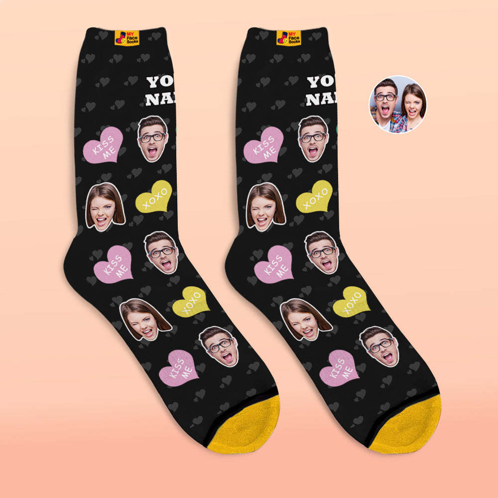 Calcetines Impresos Digitales Personalizados En 3d Regalos Para El Día De San Valentín Cutie Face Socks - MyFaceSocksMX