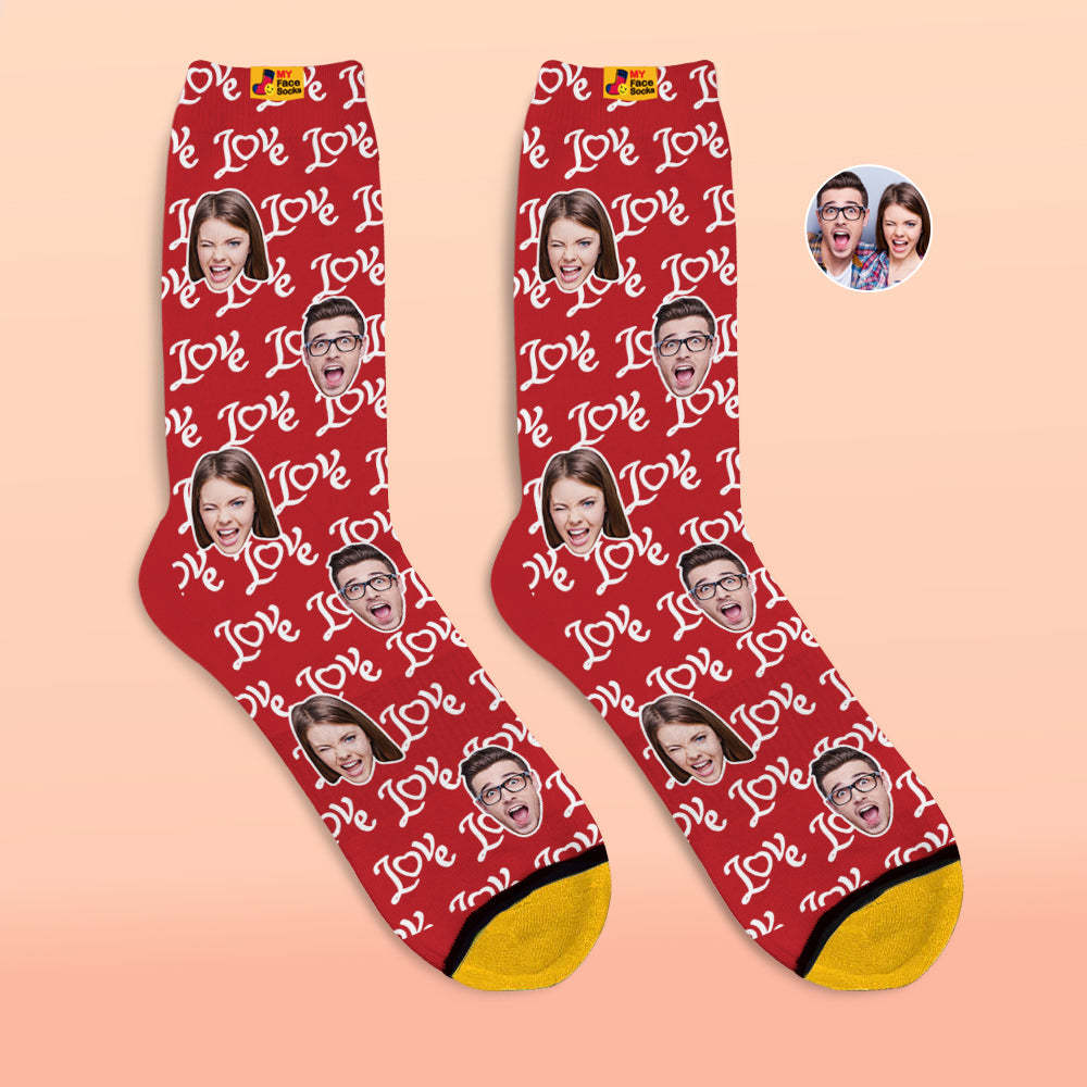 Calcetines Impresos Digitales 3d Personalizados Regalos Del Día De San Valentín Muestre Sus Calcetines De Cara De Cara De Amor - MyFaceSocksMX