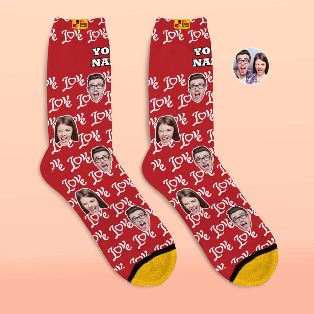 Calcetines Impresos Digitales 3d Personalizados Regalos Del Día De San Valentín Muestre Sus Calcetines De Cara De Cara De Amor - MyFaceSocksMX