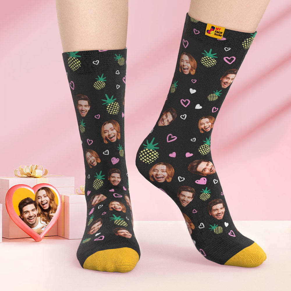 Calcetines Impresos Digitales Personalizados En 3d Regalos Para El Día De San Valentín Calcetines Con Cara De Piña - MyFaceSocksMX