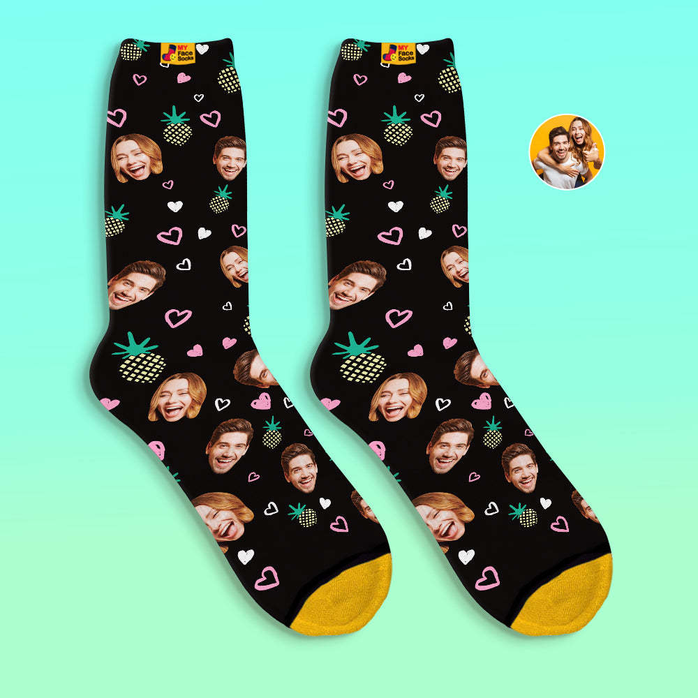 Calcetines Impresos Digitales Personalizados En 3d Regalos Para El Día De San Valentín Calcetines Con Cara De Piña - MyFaceSocksMX